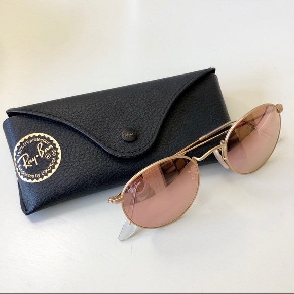 [Ray-Ban] Rose Gold Round Flash Lenses RB3447